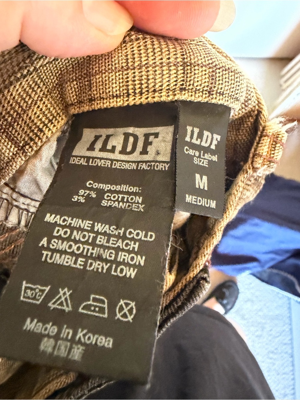 ILDF Plaid Skinny Pants in Taupe with Black Detailing - Picture 2 of 6